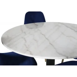 Estelle Rundt Spisebordssæt - Sort, Blå og Hvid