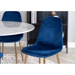 Estelle Rundt Spisebordssæt - Sort, Blå og Hvid