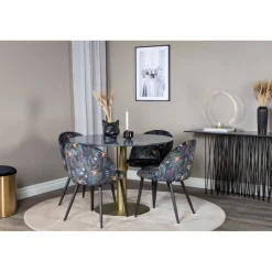 Estelle Rundt Spisebordssæt - Sort og Messing