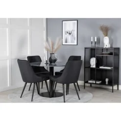 Estelle Rundt Spisebordssæt - Sort