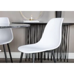 Estelle Rundt Spisebordssæt - Sort, Messing og Hvid