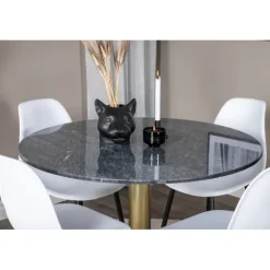 Estelle Rundt Spisebordssæt - Sort, Messing og Hvid