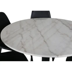 Estelle Rundt Spisebordssæt - Sort og Hvid