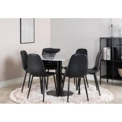 Estelle Rundt Spisebordssæt - Sort og Hvid