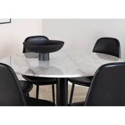 Estelle Rundt Spisebordssæt - Sort og Hvid