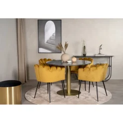 Estelle Rundt Spisebordssæt - Sort og Messing