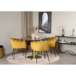 Estelle Rundt Spisebordssæt - Sort og Messing