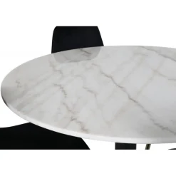 Estelle Rundt Spisebordssæt - Sort, Messing og Hvid