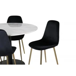 Estelle Rundt Spisebordssæt - Sort, Messing og Hvid