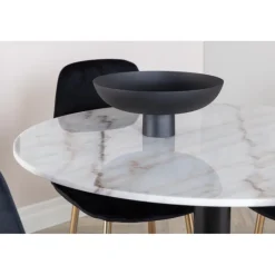 Estelle Rundt Spisebordssæt - Sort, Messing og Hvid