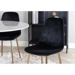 Estelle Rundt Spisebordssæt - Sort, Messing og Hvid