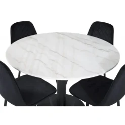 Estelle Rundt Spisebordssæt - Sort og Hvid