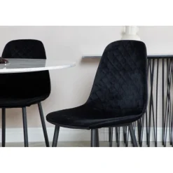 Estelle Rundt Spisebordssæt - Sort og Hvid