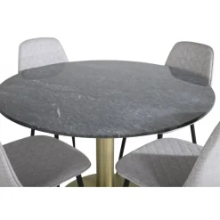 Estelle Rundt Spisebordssæt - Sort, Messing Grå