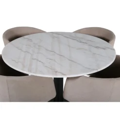 Estelle Rundt Spisebordssæt - Beige, Sort og Hvid