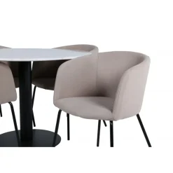 Estelle Rundt Spisebordssæt - Beige, Sort og Hvid