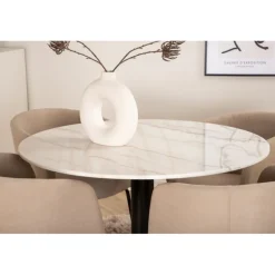 Estelle Rundt Spisebordssæt - Beige, Sort og Hvid