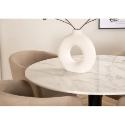 Estelle Rundt Spisebordssæt - Beige, Sort og Hvid