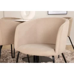 Estelle Rundt Spisebordssæt - Beige, Sort og Hvid