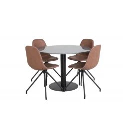 Estelle Rundt Spisebordssæt - Sort og Brun