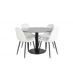 Estelle Rundt Spisebordssæt - Sort og Hvid