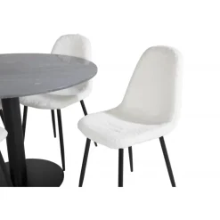 Estelle Rundt Spisebordssæt - Sort og Hvid