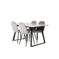 Estelle Spisebordssæt - Sort, Lysegrå og Hvid