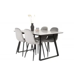 Estelle Spisebordssæt - Sort, Lysegrå og Hvid