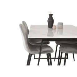 Estelle Spisebordssæt - Sort, Lysegrå og Hvid