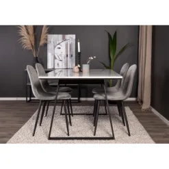 Estelle Spisebordssæt - Sort, Lysegrå og Hvid