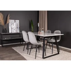 Estelle Spisebordssæt - Sort, Lysegrå og Hvid