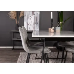 Estelle Spisebordssæt - Sort, Lysegrå og Hvid