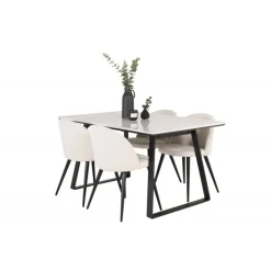 Estelle t Spisebordssæt - Beige, Sort og Hvid