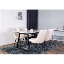 Estelle t Spisebordssæt - Beige, Sort og Hvid