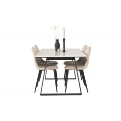 Estelle t Spisebordssæt - Beige, Sort og Hvid