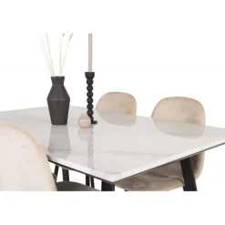 Estelle t Spisebordssæt - Beige, Sort og Hvid