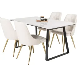 Estelle t Spisebordssæt - Beige, Sort, Messing og Hvid