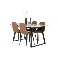 Estelle t Spisebordssæt - Sort, Brun og Hvid