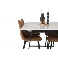 Estelle t Spisebordssæt - Sort, Brun og Hvid