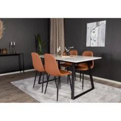 Estelle t Spisebordssæt - Sort, Brun og Hvid