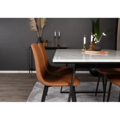 Estelle t Spisebordssæt - Sort, Brun og Hvid