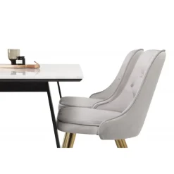 Estelle t Spisebordssæt - Sort, Messing, Lysegrå og Hvid