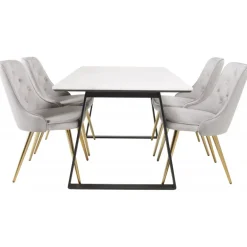 Estelle t Spisebordssæt - Sort, Messing, Lysegrå og Hvid