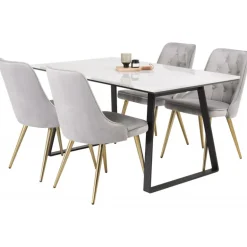 Estelle t Spisebordssæt - Sort, Messing, Lysegrå og Hvid