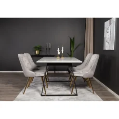 Estelle t Spisebordssæt - Sort, Messing, Lysegrå og Hvid