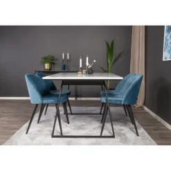 Estelle t Spisebordssæt - Sort, Blå og Hvid