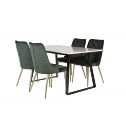 Estelle t Spisebordssæt - Sort, Messing og Grøn og Hvid