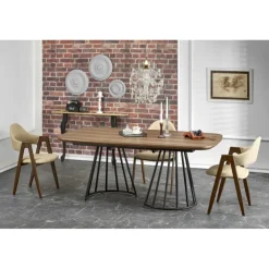 EVERTON Spisebord med udtræk, Valnød / Sort