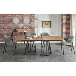 EVERTON Spisebord med udtræk, Valnød / Sort