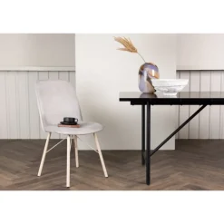 Everyday Spisebordsstol - Grå velour med Hvidpudset ben